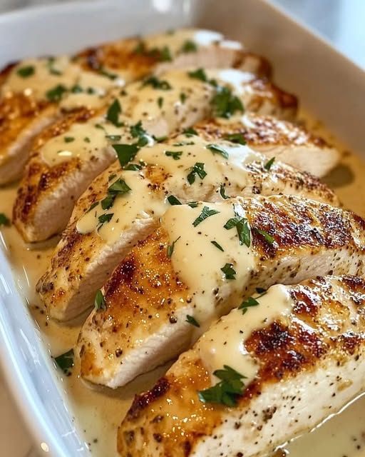 Baked Caesar Chicken with a Creamy Parmesan Sauce