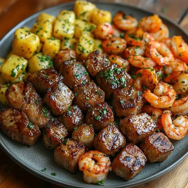 Garlic Butter Steak Bites and Shrimp Feast: A Perfect Surf and Turf Combo