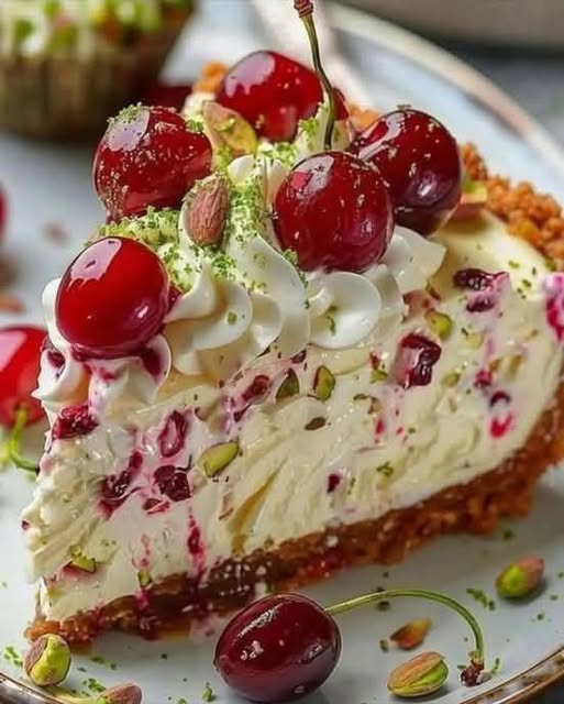 Luscious Lemon-Lime Cherry Pistachio Cheesecake