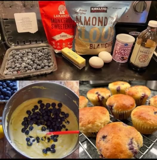 with almond flour are the easiest, healthy blueberry muffins to start the day!