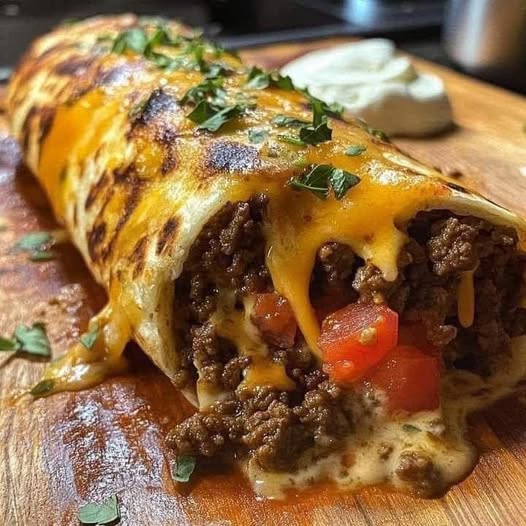 Cheesy Beef Burrito Bliss: A Sizzling Symphony of Flavors!