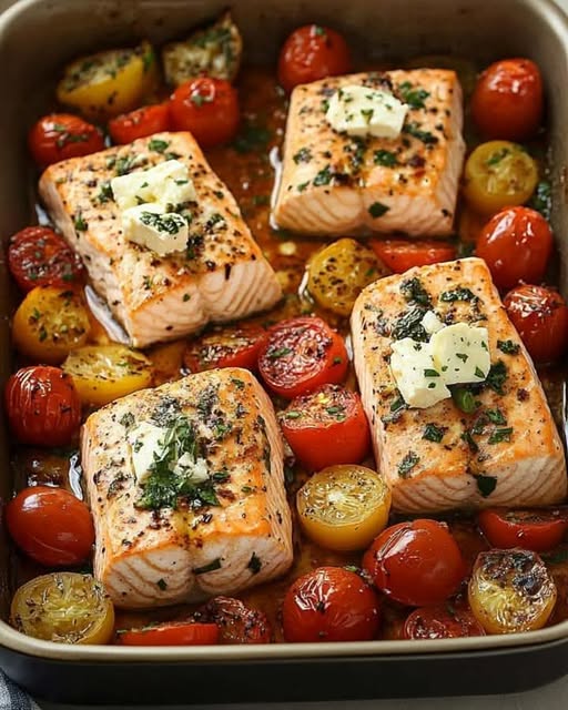 Mediterranean-Inspired Baked Feta Salmon: A Flavorful and Vibrant Dish