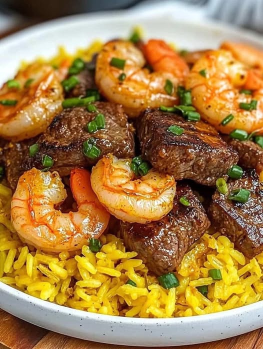 Cajun Steak & Shrimp with Yellow Rice