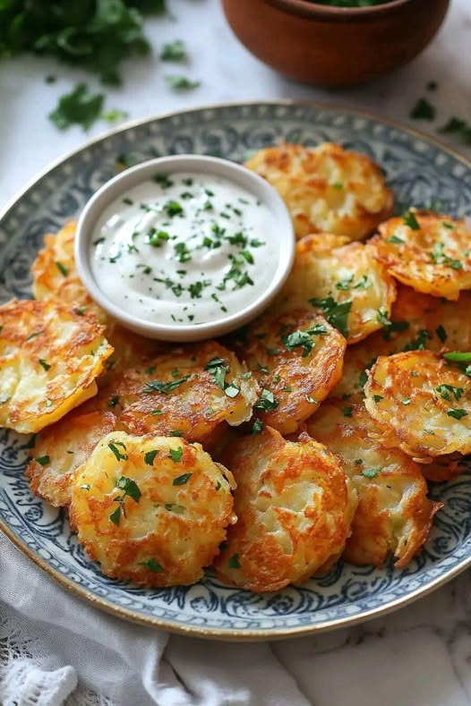 Delicate Potato Fritters with Ranch Dressing