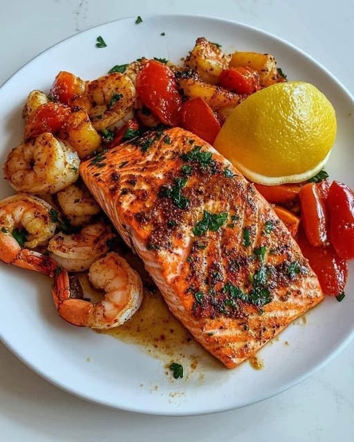 Tremendous Cajun Salmon and Shrimp Feast