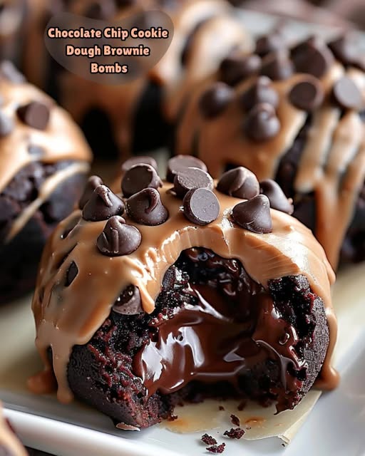 Chocolate Chip Cookie Dough Brownie Bombs