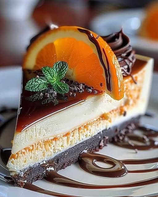 Orange Mascarpone Cheesecake with Chocolate Ganache