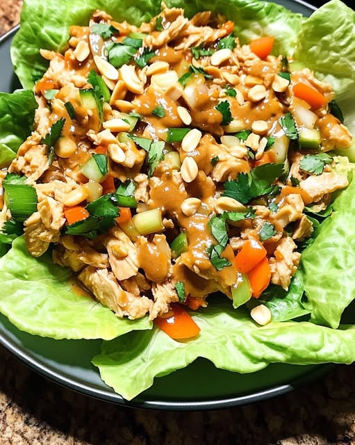 Easy Chinese Lettuce Wraps with Peanut Sauce