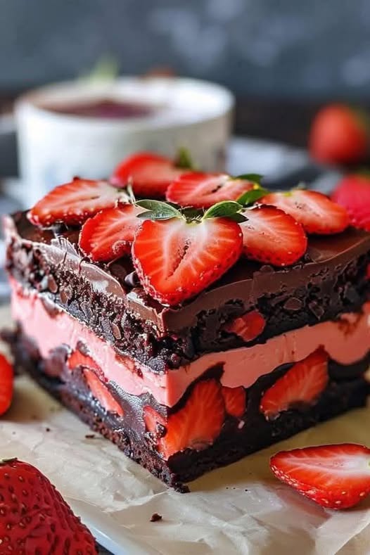 Decadent Strawberry-Choco Brownies Bliss