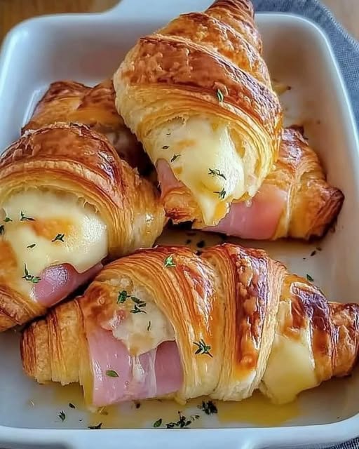 Buttery Ham Harmony Croissants – A Savory Crescendo of Melty Cheese Delight