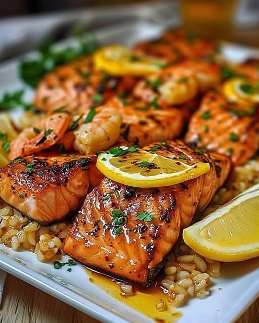 Cajun Salmon and Shrimp with Garlic Butter Sauce – A Flavorful Seafood Delight