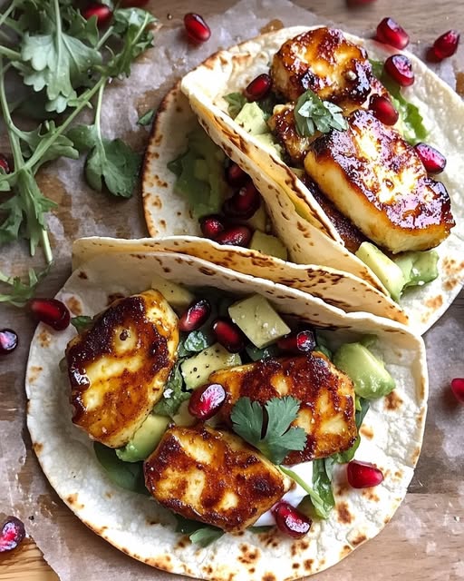 Hot Honey Halloumi Tacos with Mint Yogurt