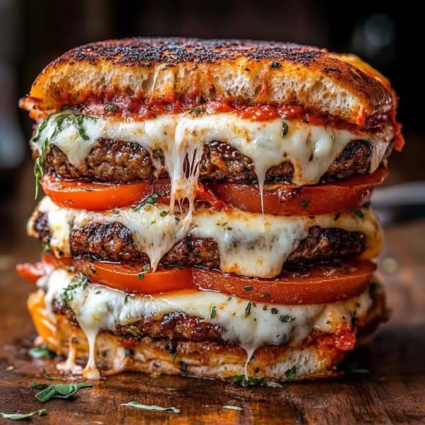 Ultimate Double-Layer Pizza Burger | A Delicious Mashup of Burger and Pizza!