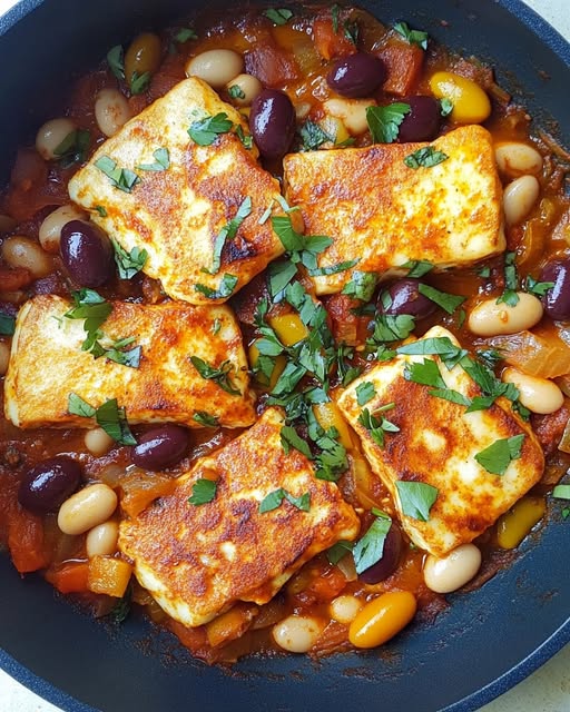 Mediterranean Halloumi & Bean Bake