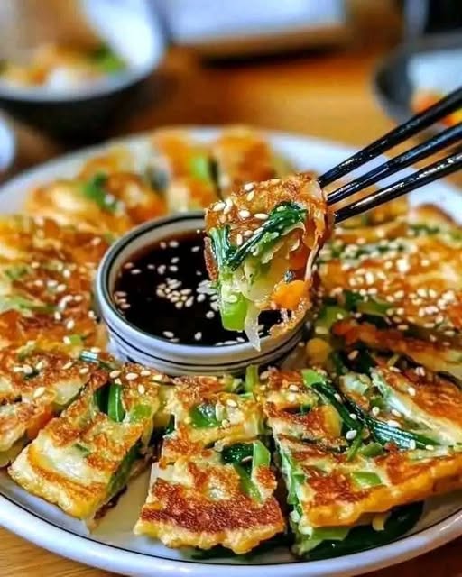 Crispy Vegetable Pancakes with Asian Dipping Sauce Recipe