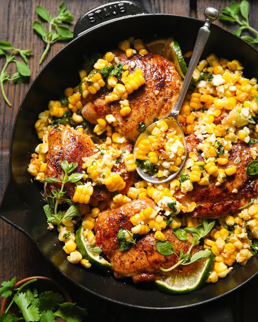 Cilantro-Lime Chicken with Corn and Feta Cheese