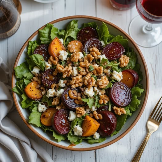 Roasted Beet and Goat Cheese Salad with Walnuts