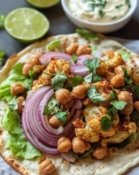 Chili Lime Chickpea Cauliflower Wrap