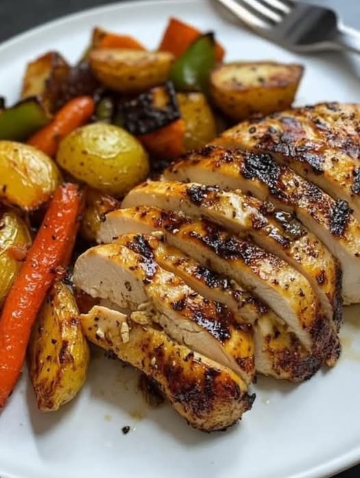 Grilled Chicken with Roasted Vegetables & Potatoes