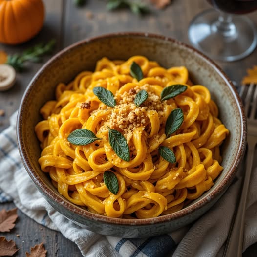 Vegan Creamy Butternut Squash Pasta with Sage