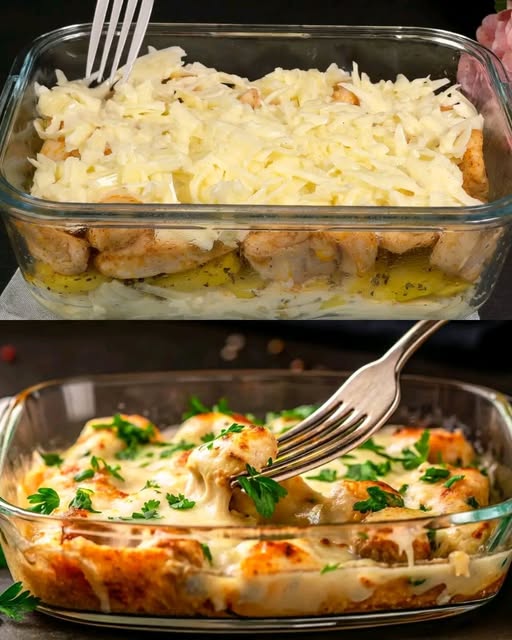 Tuscan-Inspired Creamy Chicken Casserole with Potatoes and Herbs
